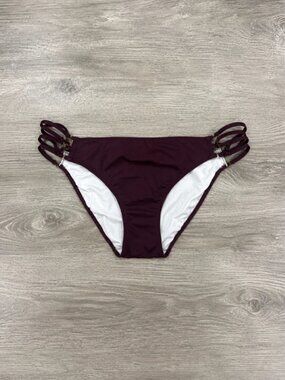 Victoria's Secret PINK Strappy Side Bikini Bottoms (Black Orchid)
